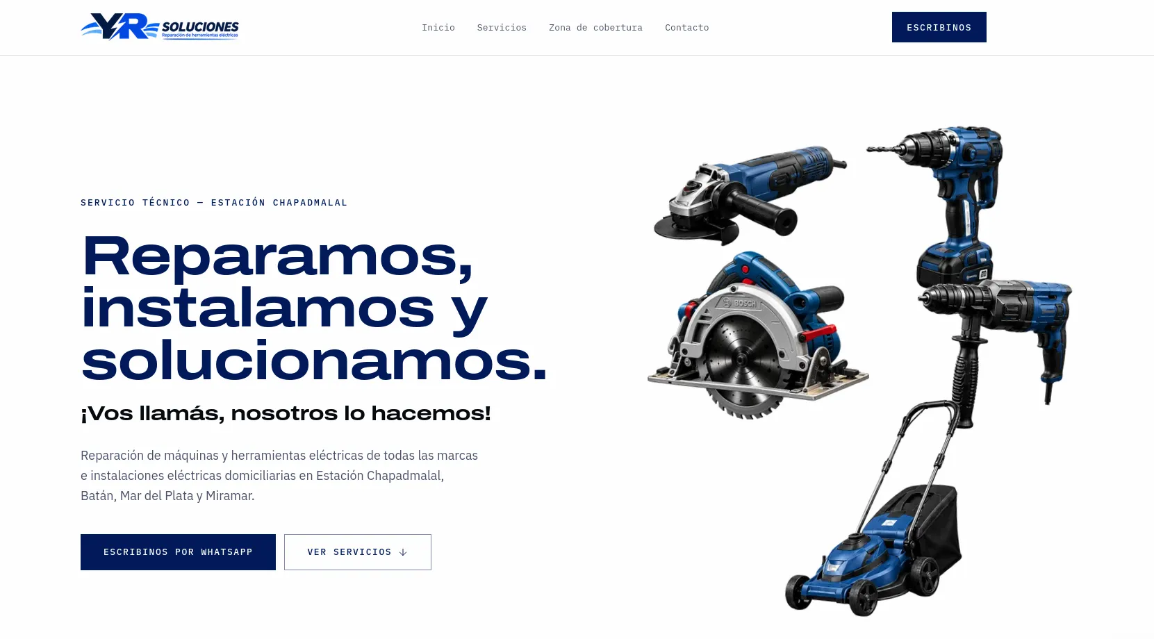 Captura del sitio de YR Soluciones